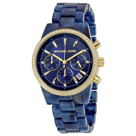 michael kors silver and blue watch|michael kors blue dial watch.